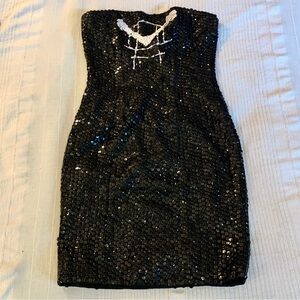 Vintage David Abraham sequined silk mini dress
